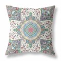 Homeroots 16 in. Boho Flower Indoor Outdoor Throw Pillow Green Cream & Pink 418017